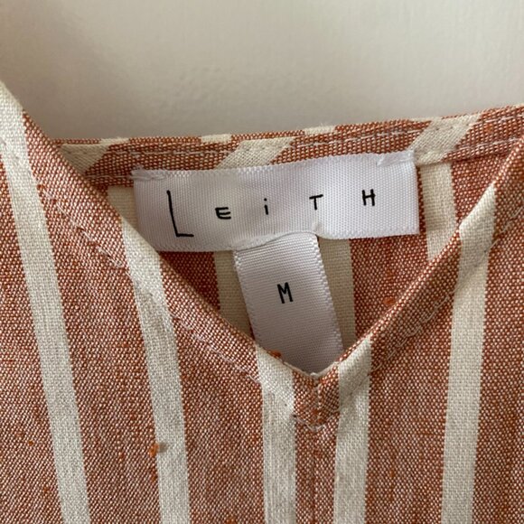 NWT Leith Romper Spaghetti Strap Pink White Stripes / Size M Tall - Picture 3 of 5